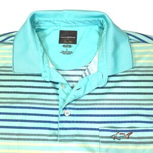 Greg Norman Mens Size L Blue for Tasso Elba Play Dry Golf Shark Polo Shirt